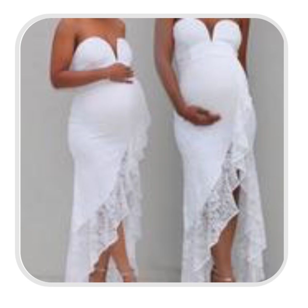 White Lace Giselle Maternity Gown